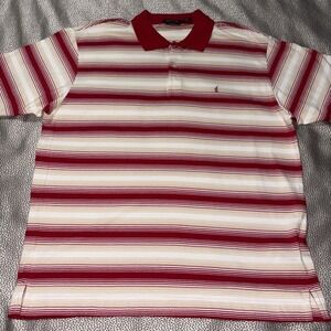 Nautica Polo Shirt‎ Mens XL Red Striped Short Sleeve Golf Cotton Sailing Preppy